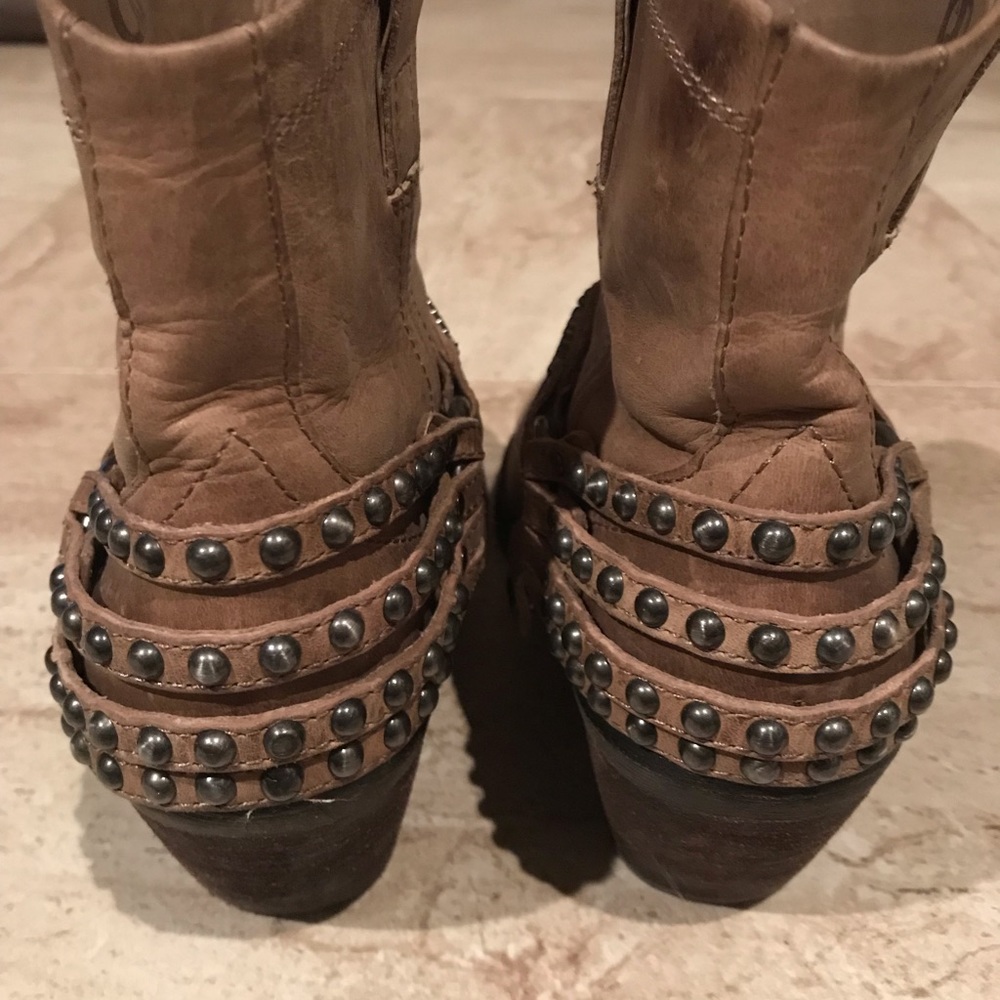 Gianni Bini Tan Leather Embellished Booties - Picture 2 of 4